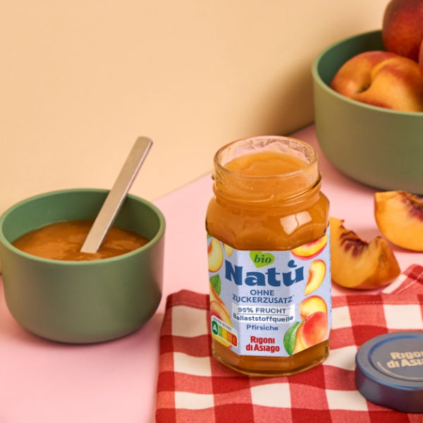 Rigoni di Asiago Natù Bio Pfirsich Marmelade ohne Zuckerzusatz - 240g