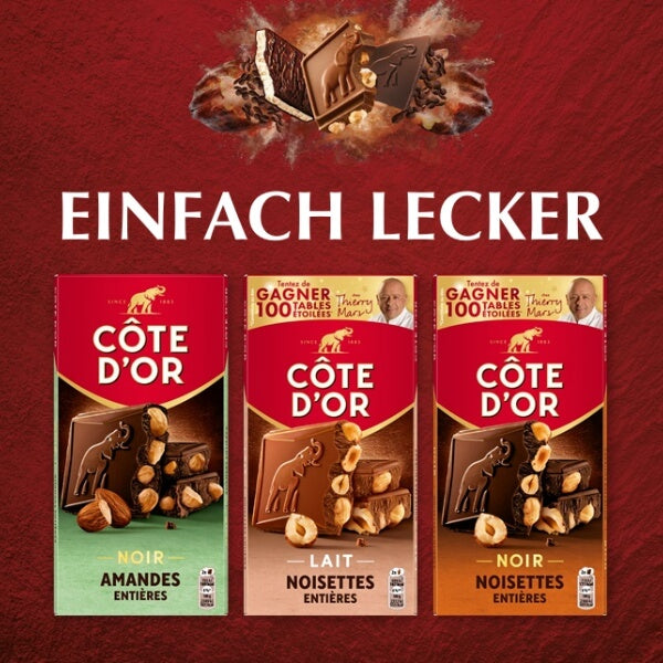 Côte d'Or Bloc Tafelschokolade Noir Noisettes Entières - 180g