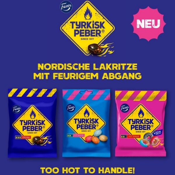 Fazer Tyrkisk Peber Hot Rings scharfe Frucht und Lakritz Gummis - 150g (SONDERPREIS MHD 09.11.2026)