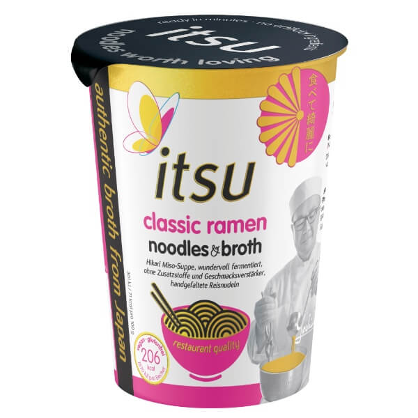 itsu Instant Noodle Cup Classic Ramen in der 64g Verpackung