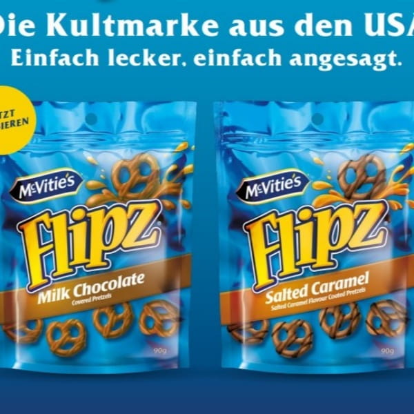 McVitie's Flipz Brezeln mit Karamell Schokolade umhüllt - 90g