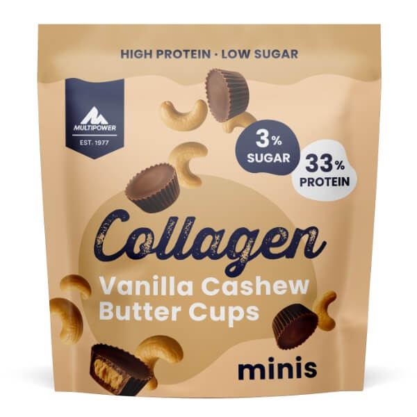 Multipower Collagen Butter Cups Vanille Cashew Protein Snack in der 70g Verpackung