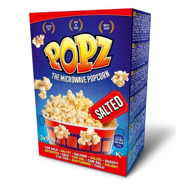 POPZ Mikrowellen Popcorn Salzig 3 Portionen in der 270g Verpackung