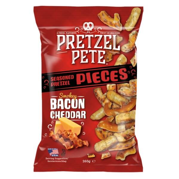 Pretzel Pete Pieces Smokey Bacon Cheddar Brezeln - 8x160g