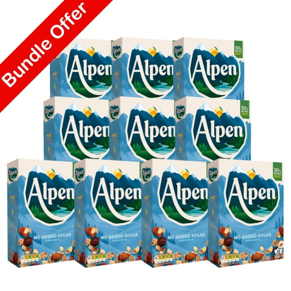 Weetabix Schweizer Alpen Müsli ohne Zucker Vorteilspack mit 10 Packungen je 560g